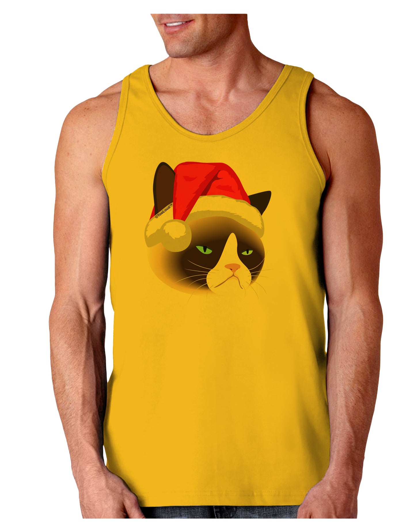 Santa Hat Disgruntled Siamese Cat Loose Tank Top by-Loose Tank Top-TooLoud-Gold-Small-Davson Sales