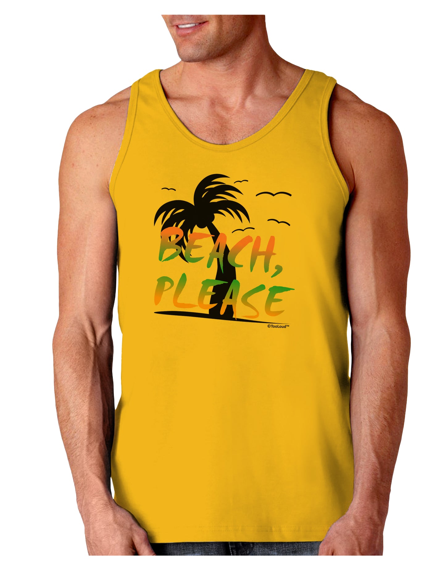 Beach Please - Summer Colors with Palm Trees Loose Tank Top-Loose Tank Top-TooLoud-Gold-Small-Davson Sales