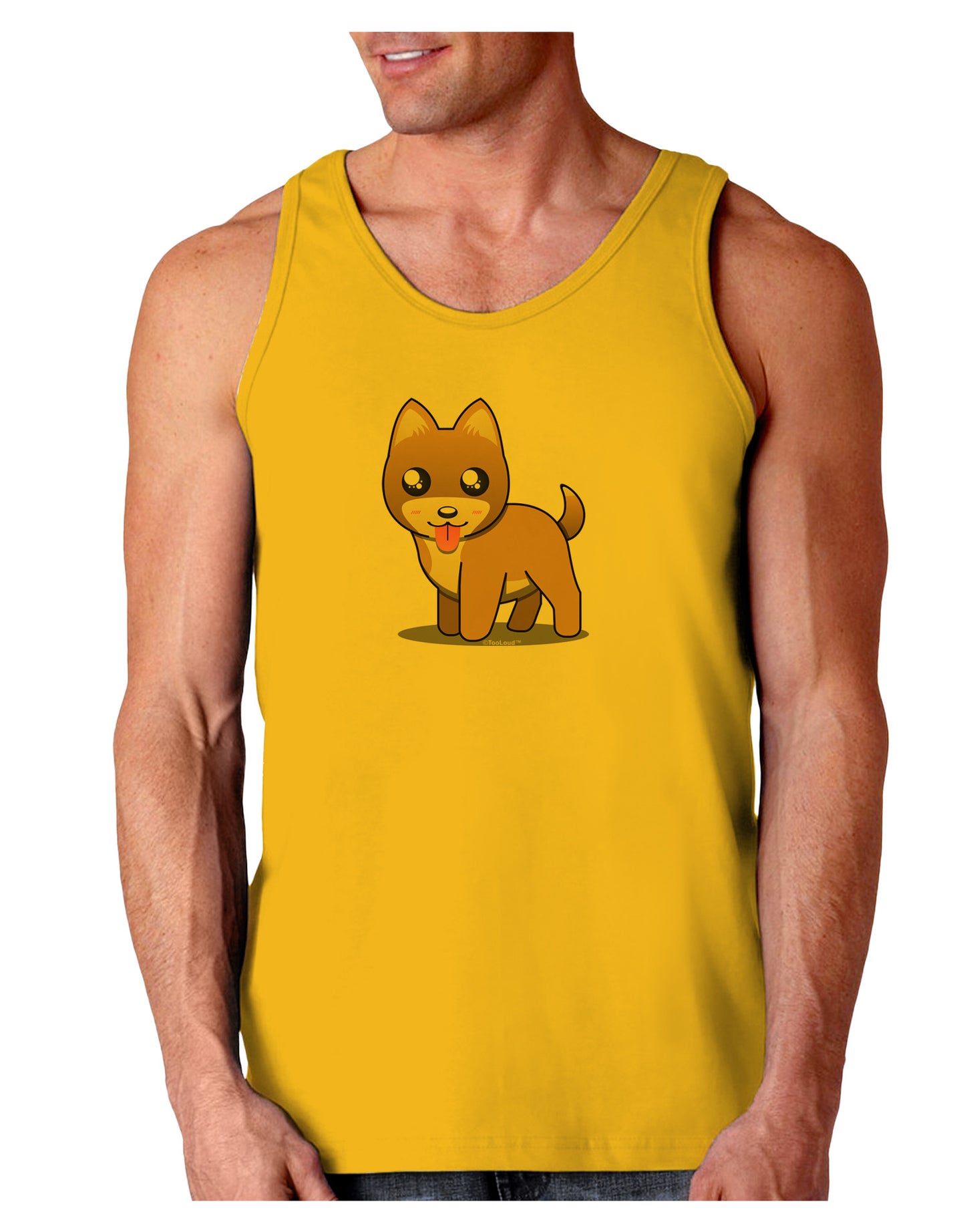 Kawaii Standing Puppy Loose Tank Top-Loose Tank Top-TooLoud-Gold-Small-Davson Sales