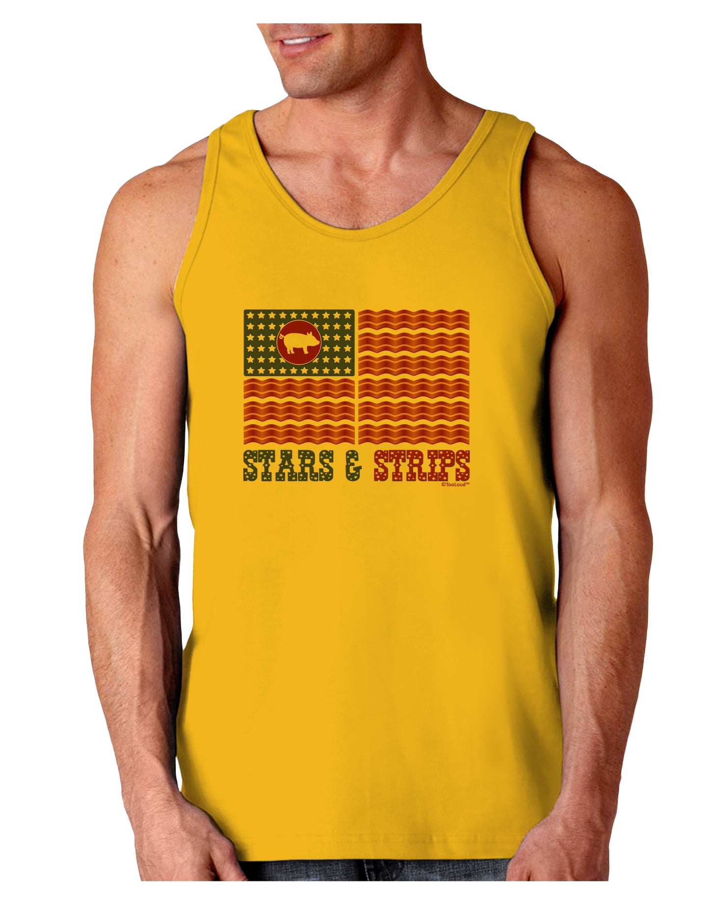 American Bacon Flag - Stars and Strips Loose Tank Top-Loose Tank Top-TooLoud-Gold-Small-Davson Sales