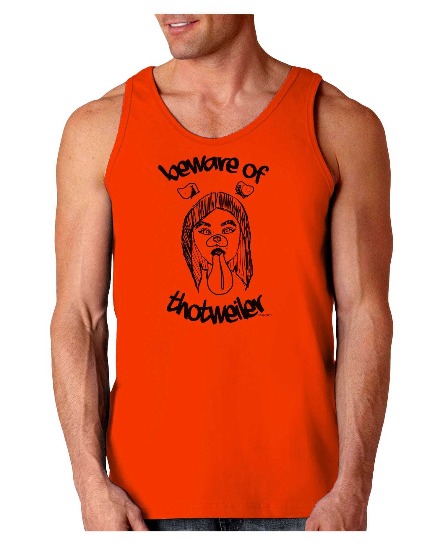 TooLoud Beware of Thotweiler Loose Tank Top-Mens-LooseTanktops-TooLoud-Orange-Small-Davson Sales