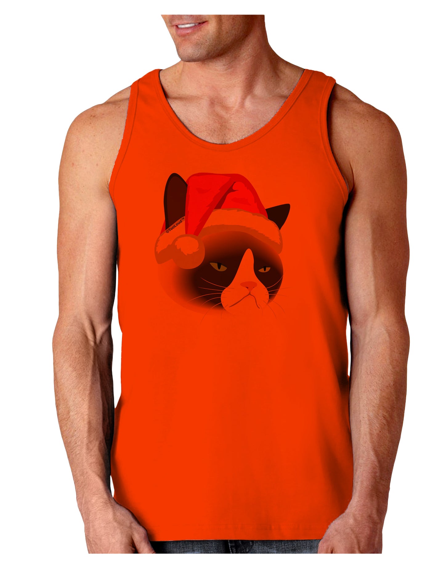Santa Hat Disgruntled Siamese Cat Loose Tank Top by-Loose Tank Top-TooLoud-Orange-Small-Davson Sales
