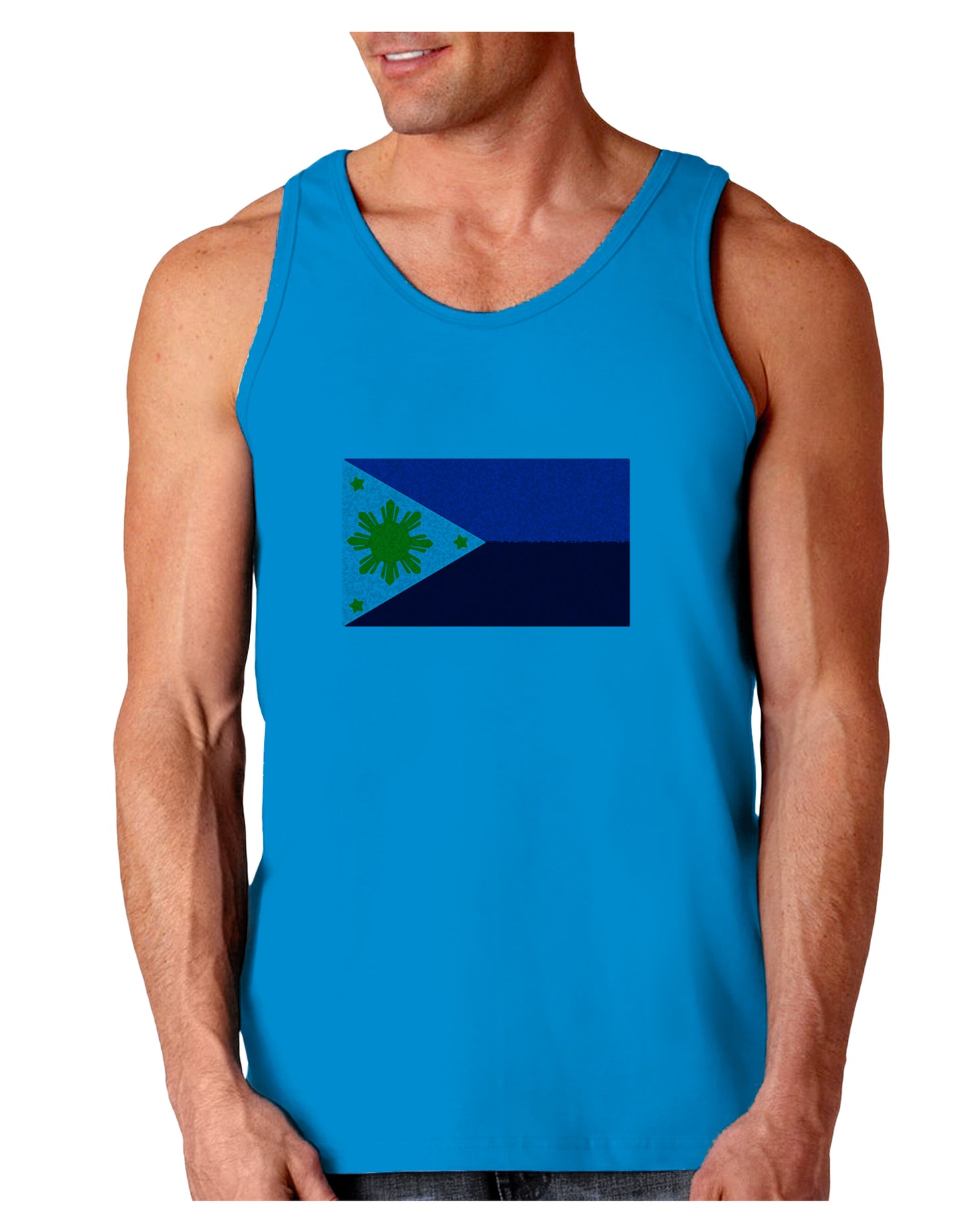 TooLoud Distressed Philippines Flag Loose Tank Top-Mens-LooseTanktops-TooLoud-Sapphire-Small-Davson Sales