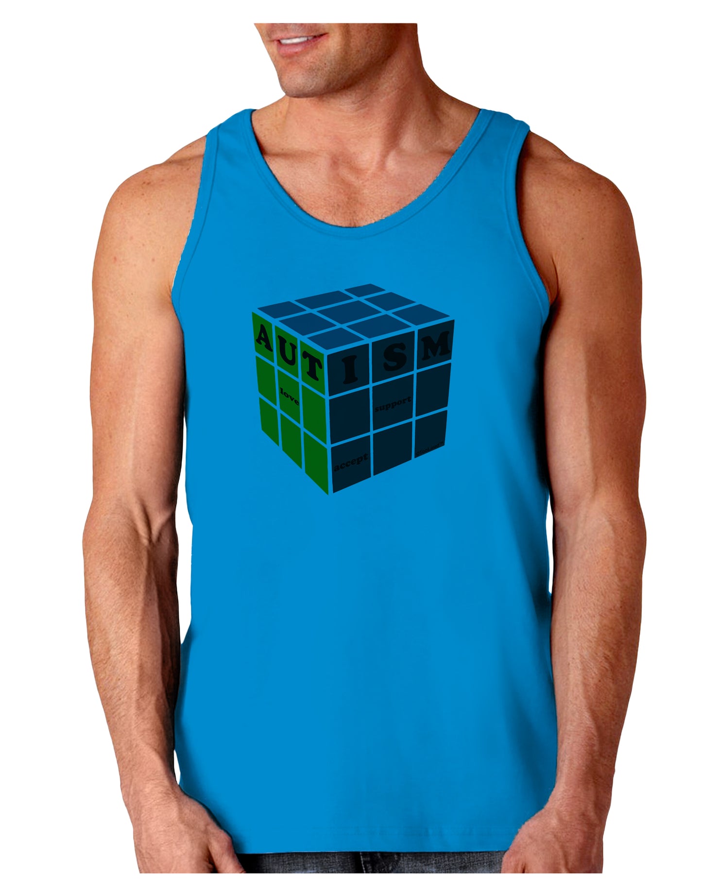 Autism Awareness - Cube Color Loose Tank Top-Loose Tank Top-TooLoud-Sapphire-Small-Davson Sales
