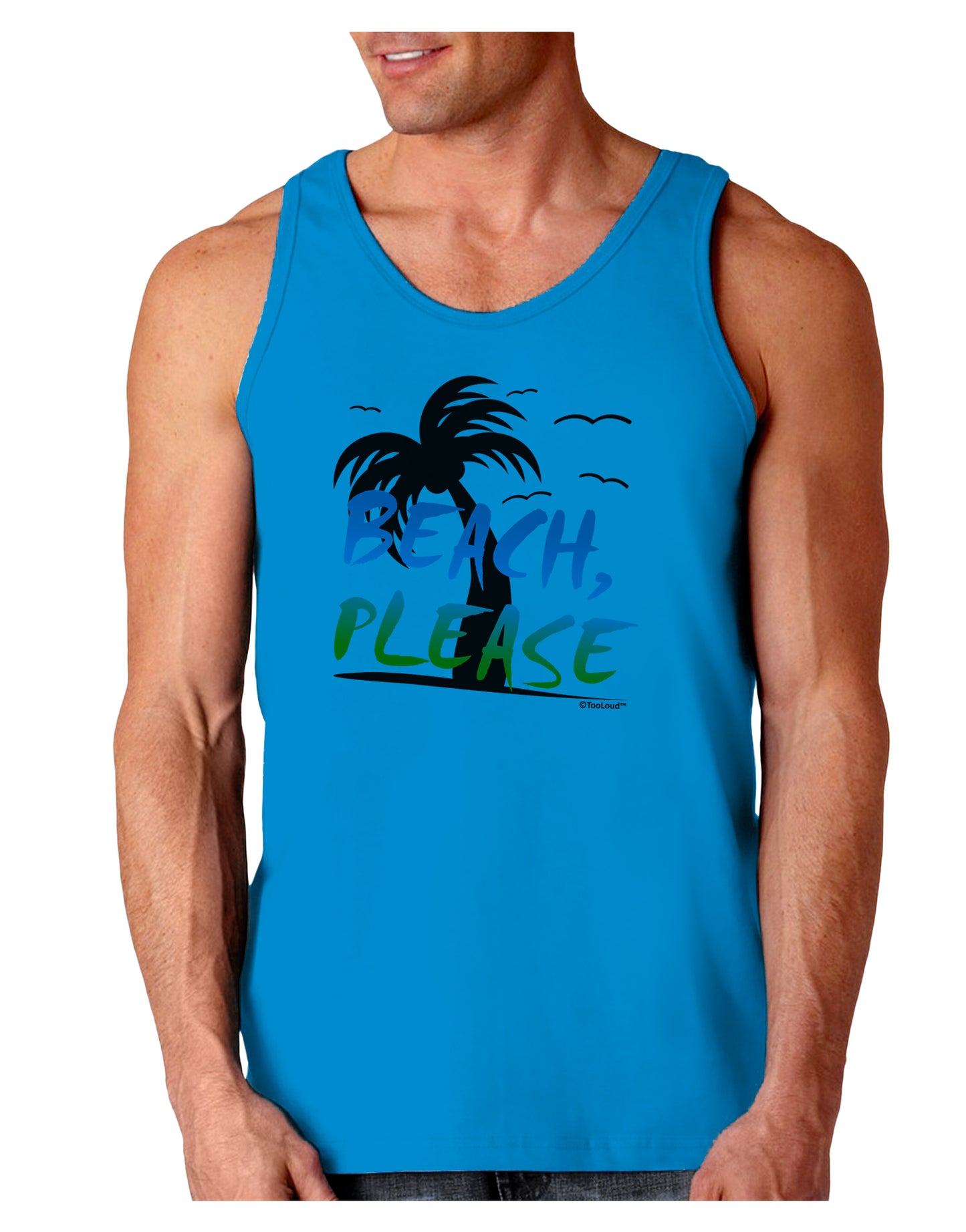 Beach Please - Summer Colors with Palm Trees Loose Tank Top-Loose Tank Top-TooLoud-Sapphire-Small-Davson Sales