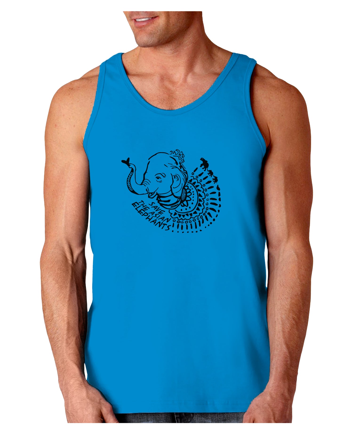 TooLoud Save the Asian Elephants Loose Tank Top-Mens-LooseTanktops-TooLoud-Sapphire-Small-Davson Sales