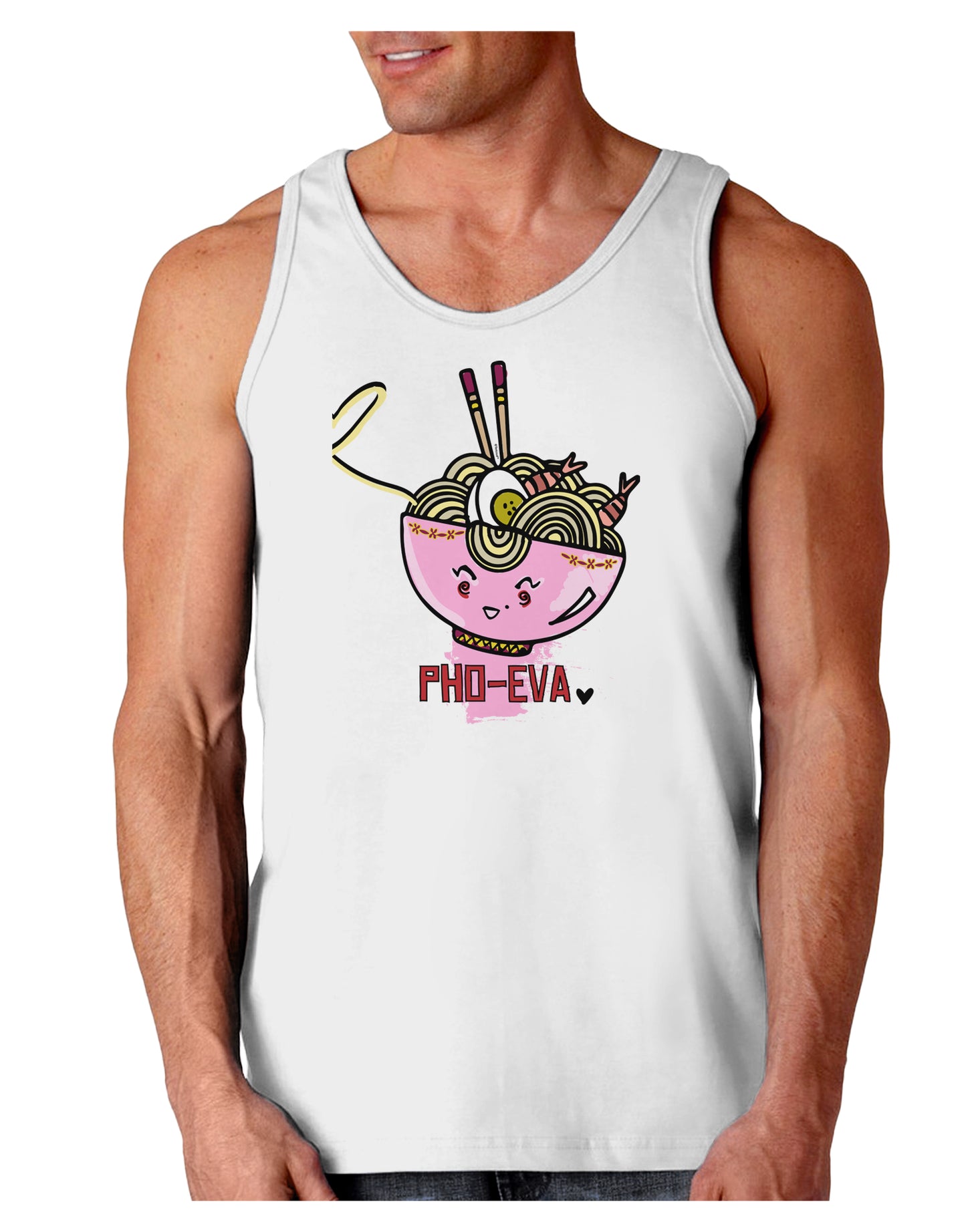 TooLoud Matching Pho Eva Pink Pho Bowl Loose Tank Top-Mens-LooseTanktops-TooLoud-White-Small-Davson Sales