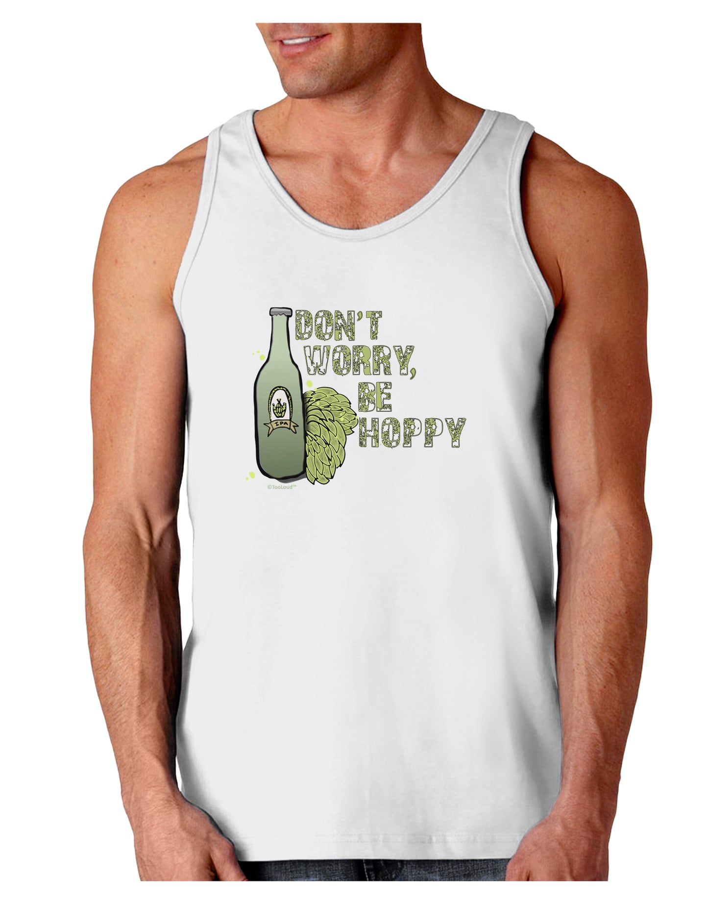 Don't Worry Be Hoppy Loose Tank Top-Mens-LooseTanktops-TooLoud-White-Small-Davson Sales