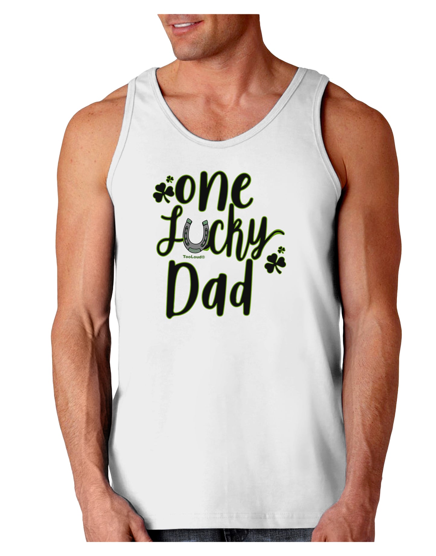 One Lucky Dad Shamrock Loose Tank Top-Mens-LooseTanktops-TooLoud-White-Small-Davson Sales