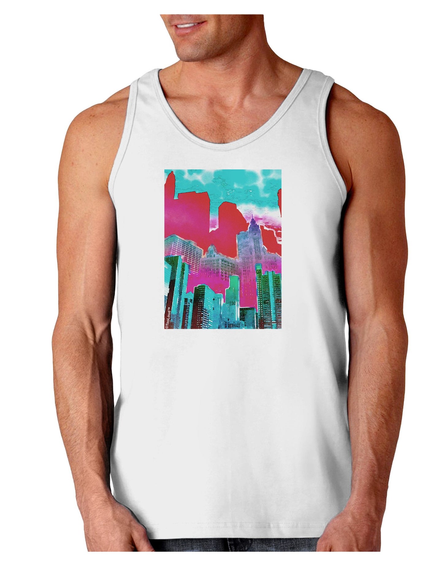 Chicago Abstract 2 Watercolor Loose Tank Top-Loose Tank Top-TooLoud-White-XX-Large-Davson Sales