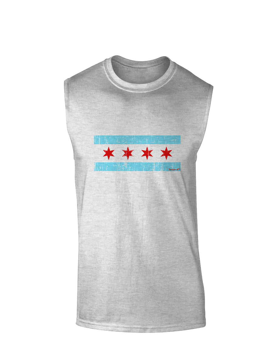 Distressed Chicago Flag Design Muscle Shirt by TooLoud-TooLoud-White-Small-Davson Sales
