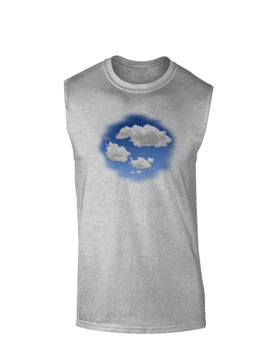 Blue Sky Puffy Clouds Muscle Shirt-TooLoud-White-Small-Davson Sales
