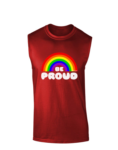 TooLoud Rainbow - Be Proud Gay Pride Dark Muscle Shirt-TooLoud-Red-Small-Davson Sales