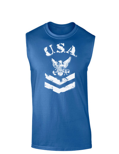 USA Military Navy Stencil Logo Dark Muscle Shirt-TooLoud-Royal Blue-Small-Davson Sales