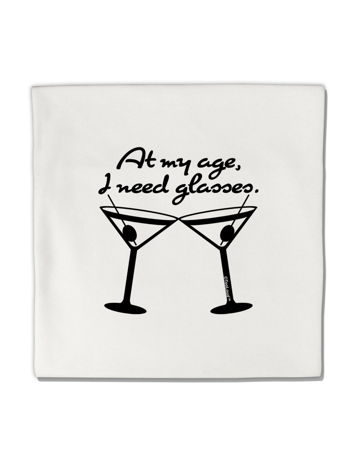 At My Age I Need Glasses - Martini Micro Fleece 14"x14" Pillow Sham by TooLoud-Pillow Sham-TooLoud-White-Davson Sales