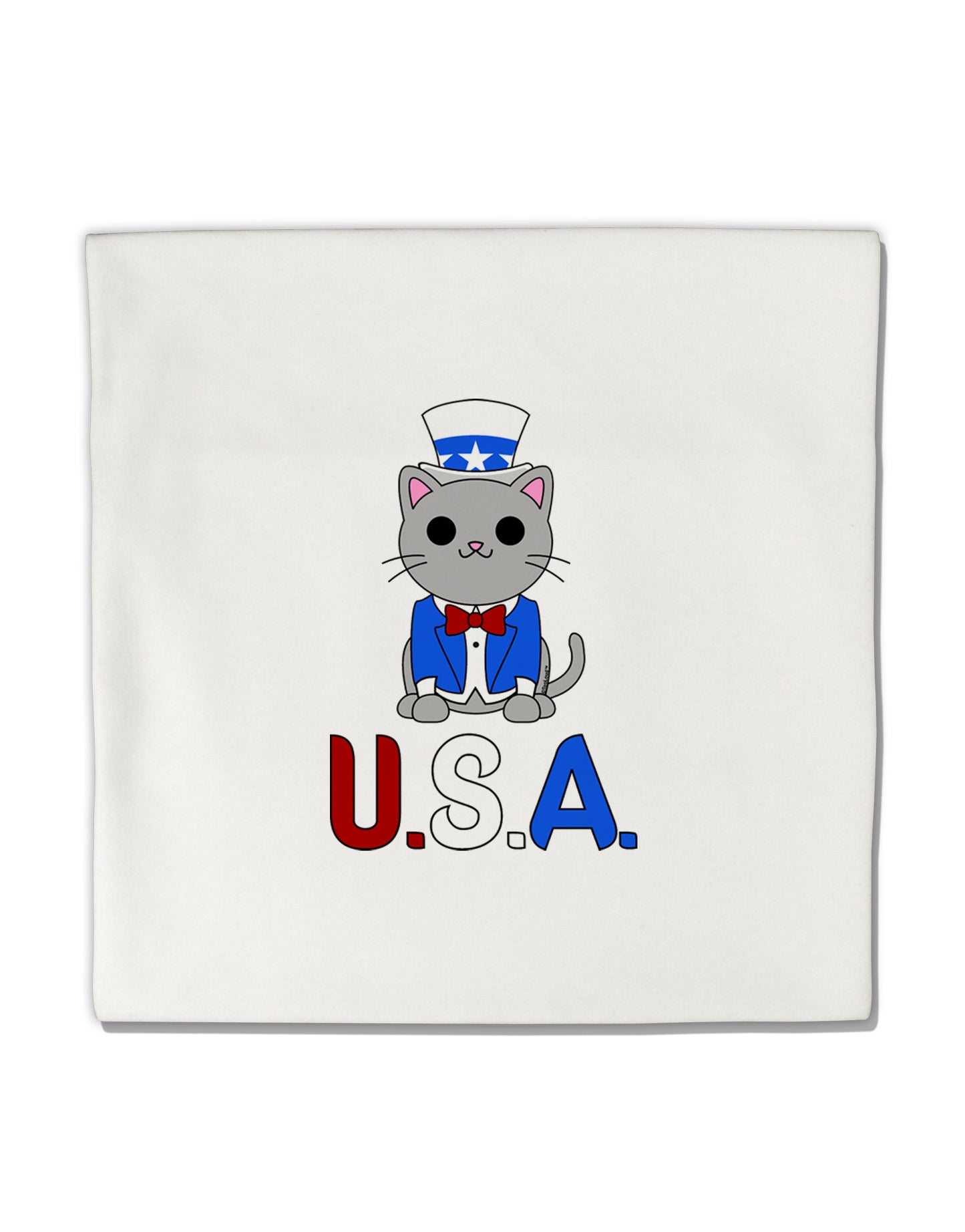 Patriotic Cat - USA Micro Fleece 14"x14" Pillow Sham by TooLoud-Pillow Sham-TooLoud-White-Davson Sales