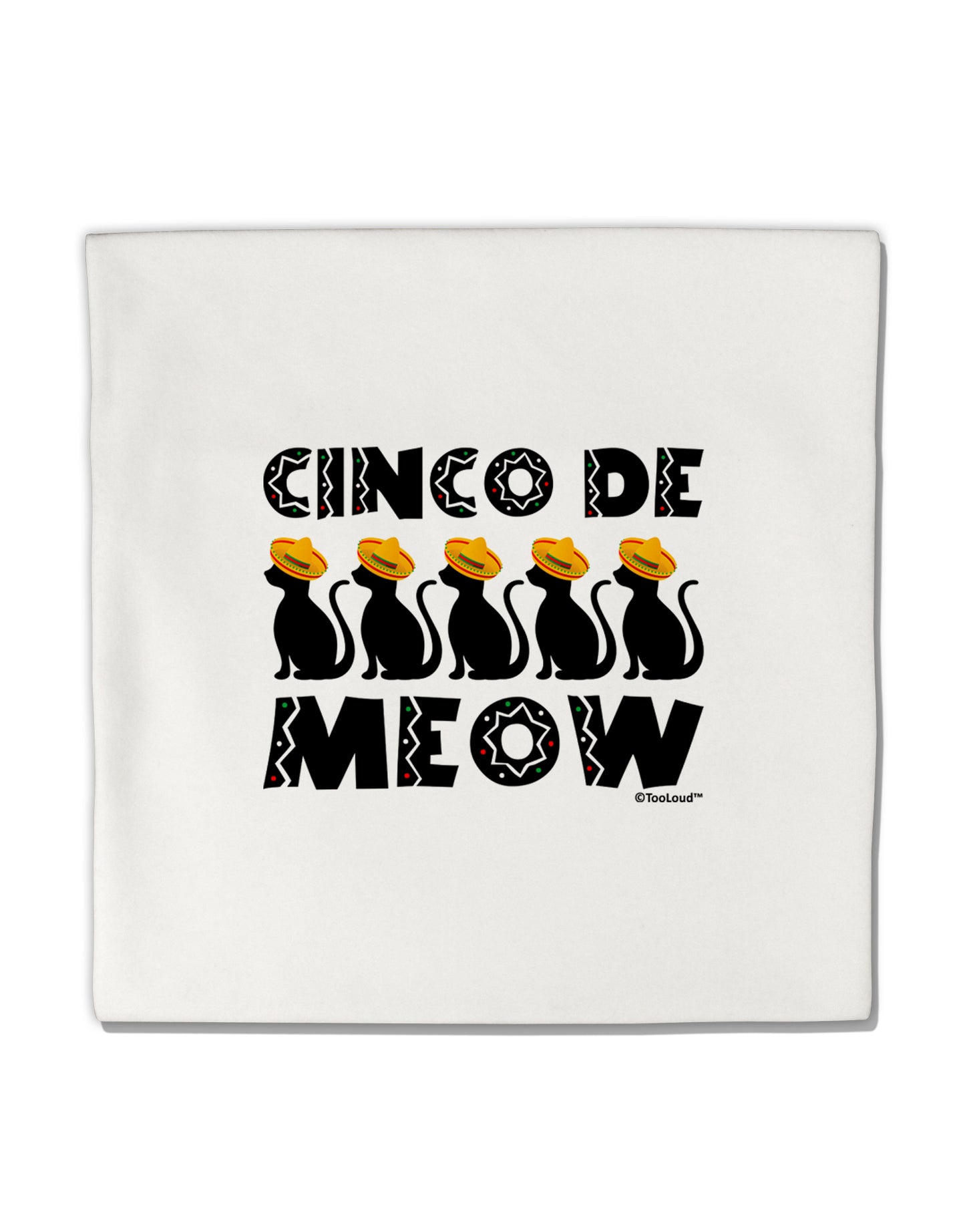 Five Cats - Cinco de Meow Micro Fleece 14"x14" Pillow Sham by TooLoud-Pillow Sham-TooLoud-White-Davson Sales