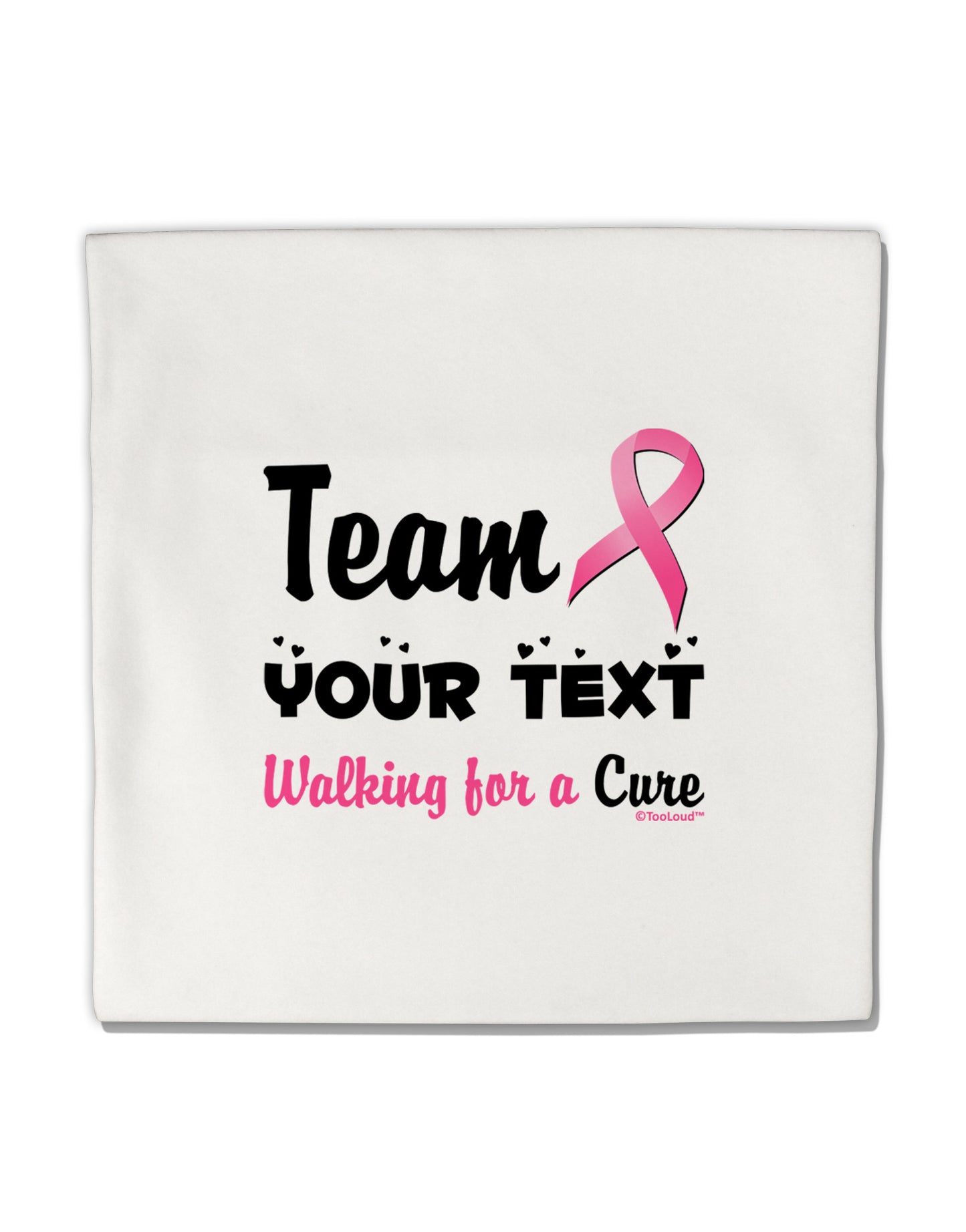 Personalized Team -Name- Breast Cancer Walk - Walking for a Cure Micro Fleece 14"x14" Pillow Sham-Pillow Sham-TooLoud-White-Davson Sales