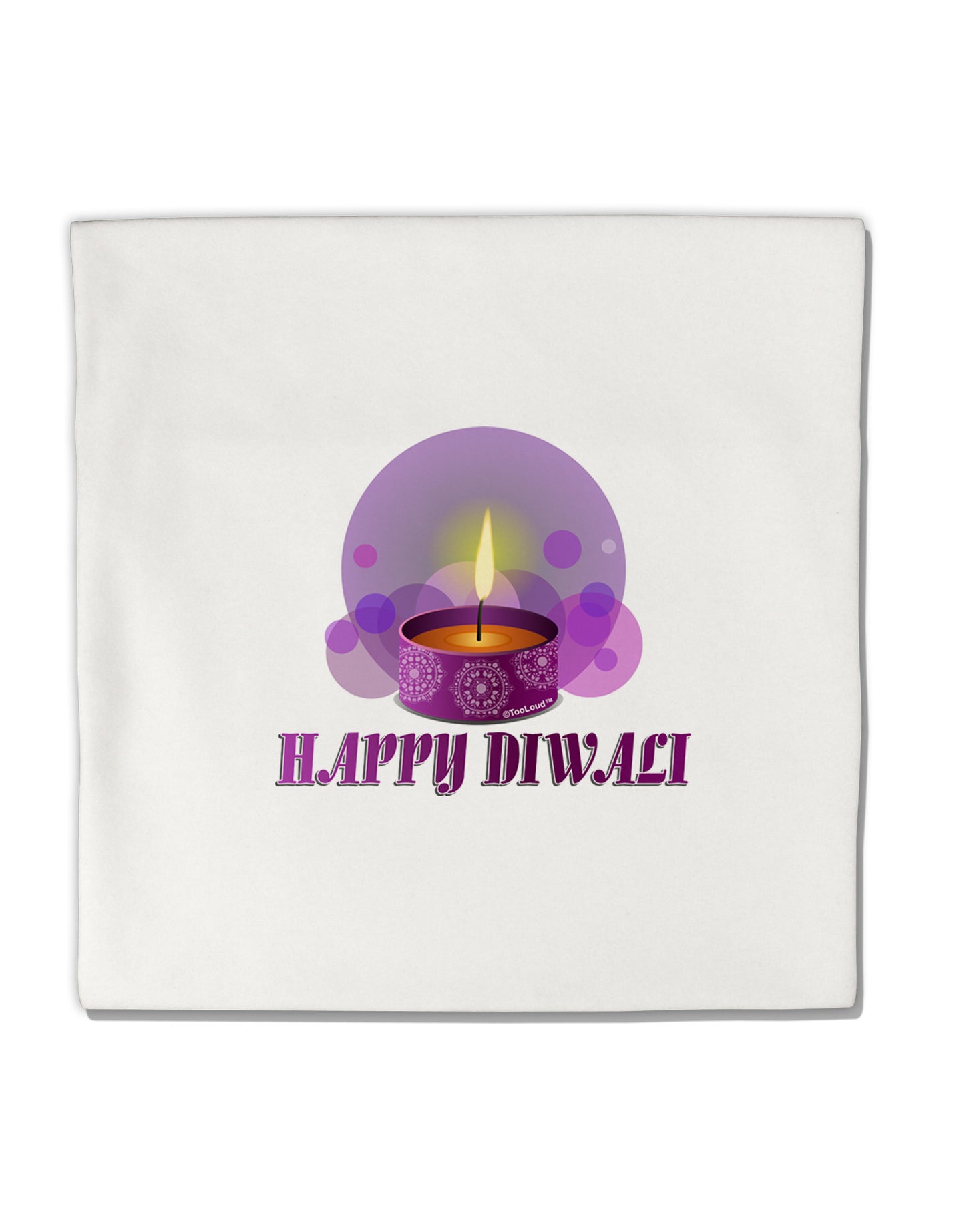 Happy Diwali Purple Candle Micro Fleece 14"x14" Pillow Sham by TooLoud-Pillow Sham-TooLoud-White-Davson Sales