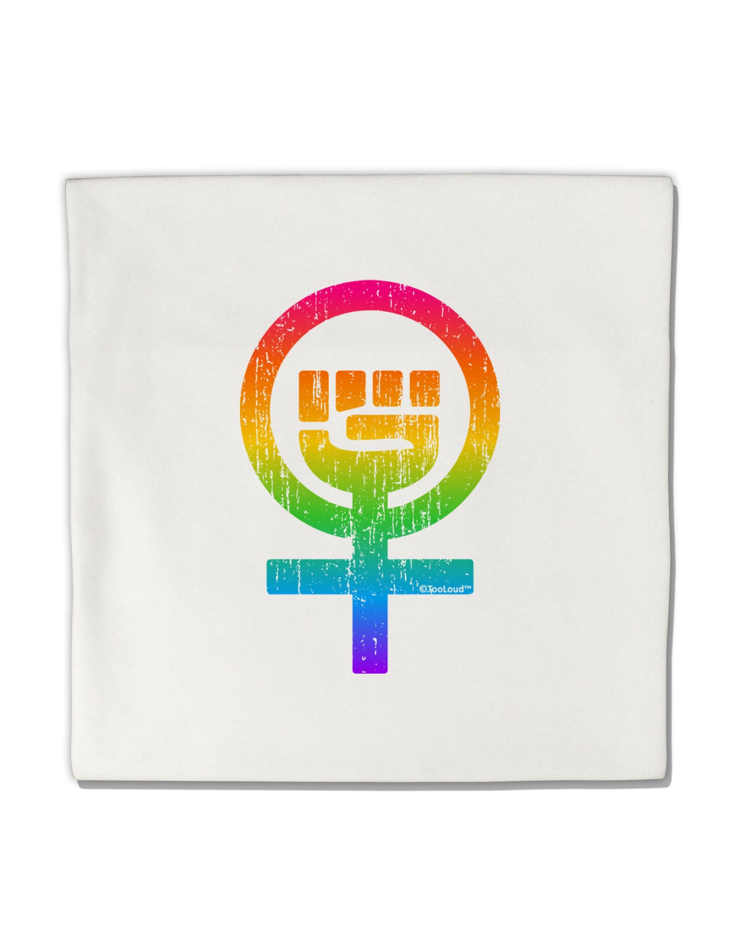 Rainbow Distressed Feminism Symbol Micro Fleece 14"x14" Pillow Sham-Pillow Sham-TooLoud-White-Davson Sales