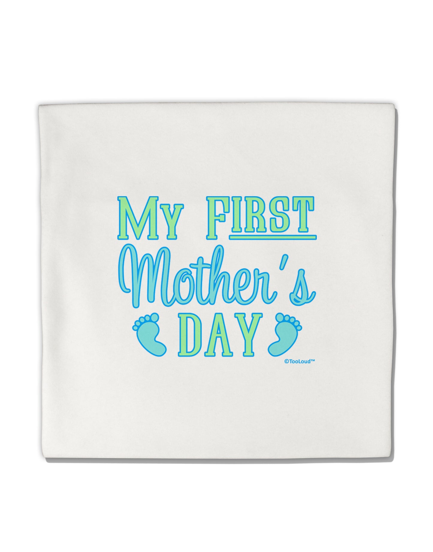 My First Mother's Day - Baby Feet - Blue Micro Fleece 14"x14" Pillow Sham by TooLoud-Pillow Sham-TooLoud-White-Davson Sales