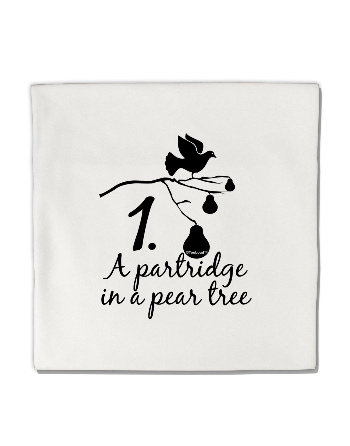 Partridge In A Pear Tree Text Micro Fleece 14"x14" Pillow Sham-Pillow Sham-TooLoud-White-Davson Sales