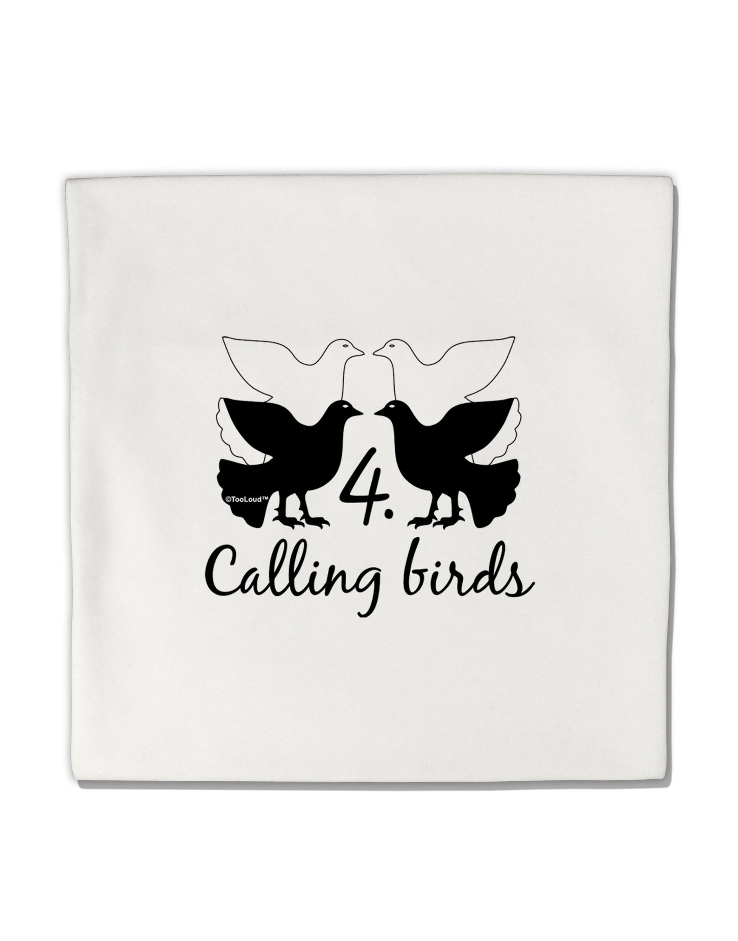 Four Calling Birds Text Micro Fleece 14"x14" Pillow Sham-Pillow Sham-TooLoud-White-Davson Sales