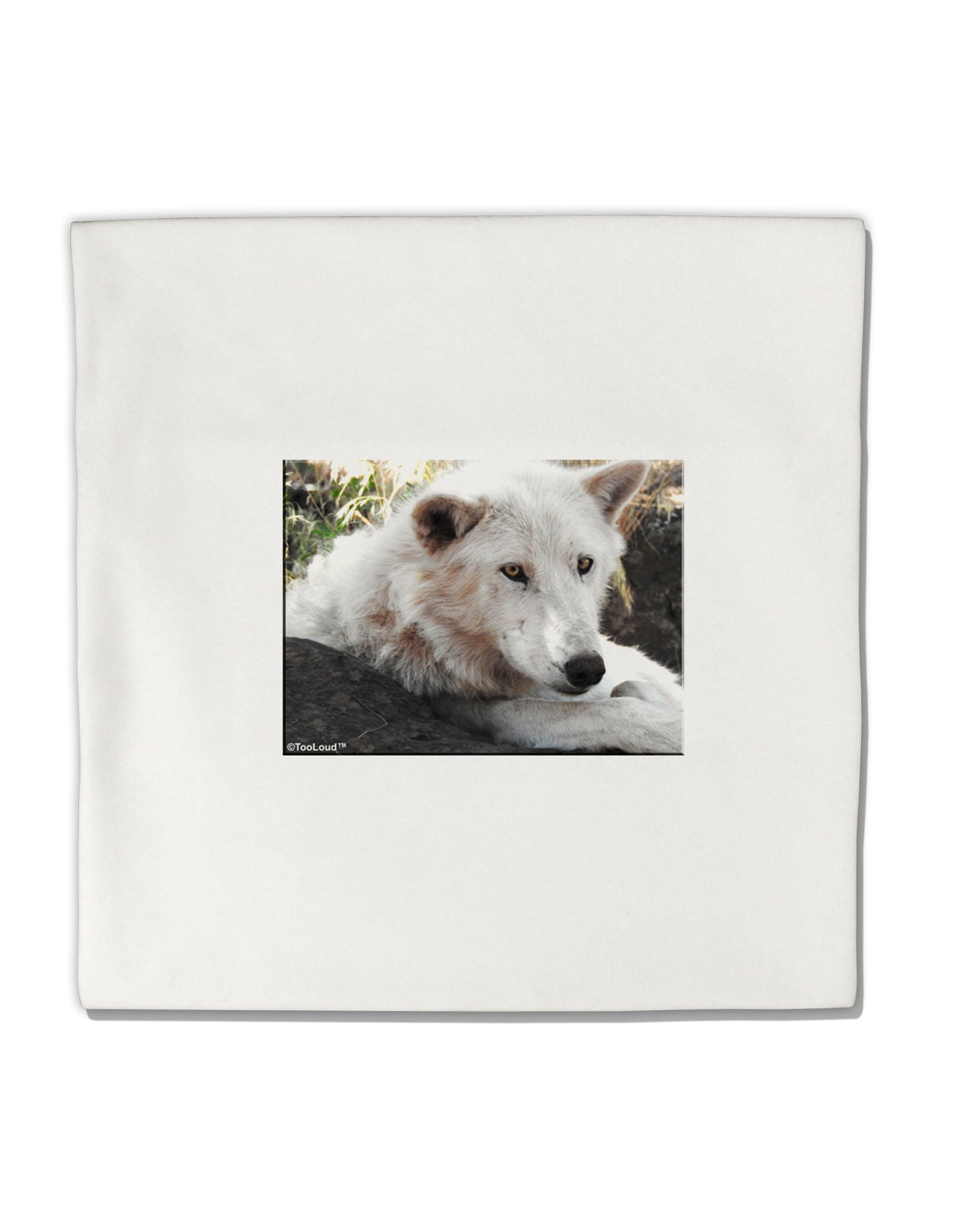 Laying White Wolf Micro Fleece 14"x14" Pillow Sham-Pillow Sham-TooLoud-White-Davson Sales