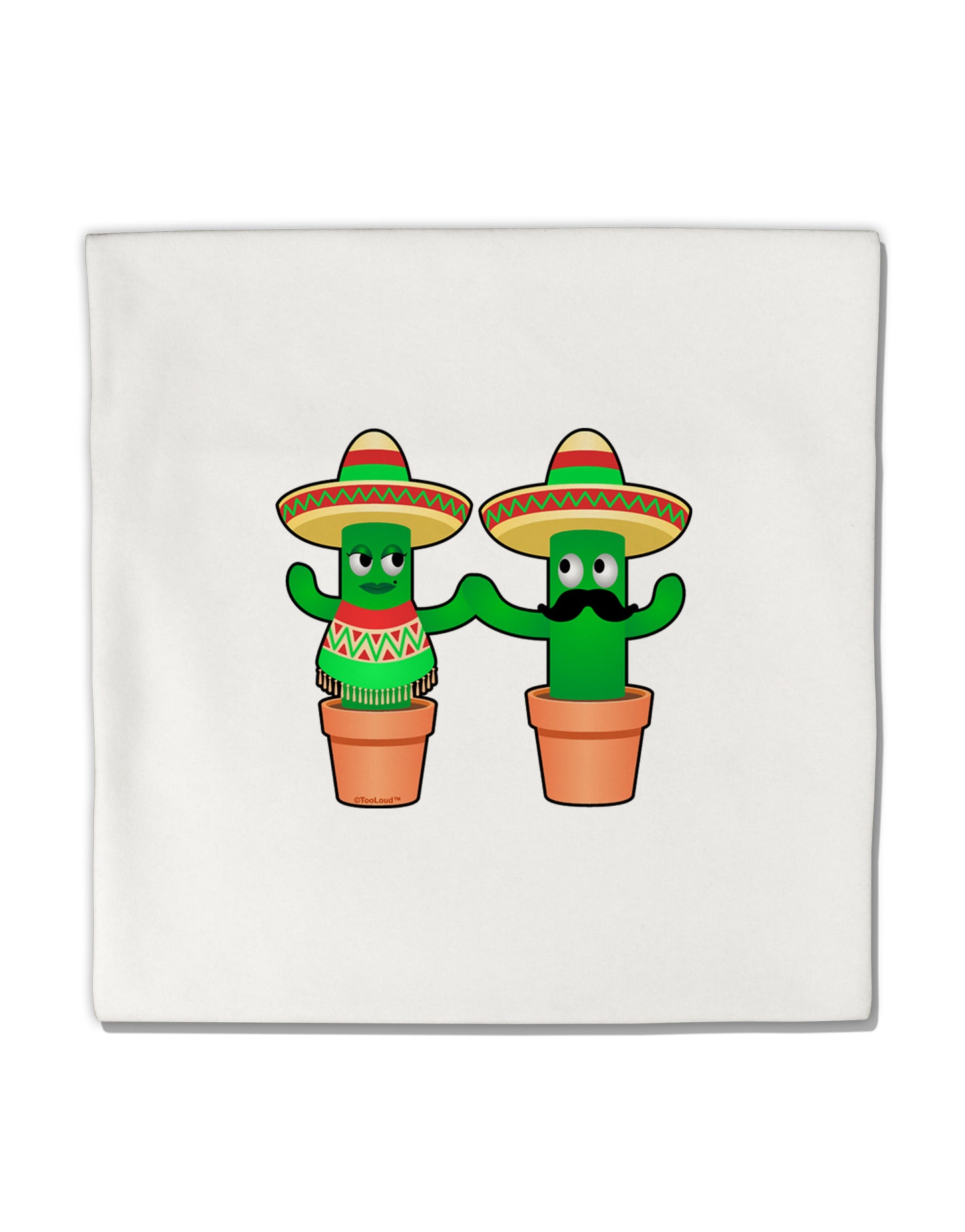 Fiesta Cactus Couple Micro Fleece 14"x14" Pillow Sham by TooLoud-Pillow Sham-TooLoud-White-Davson Sales