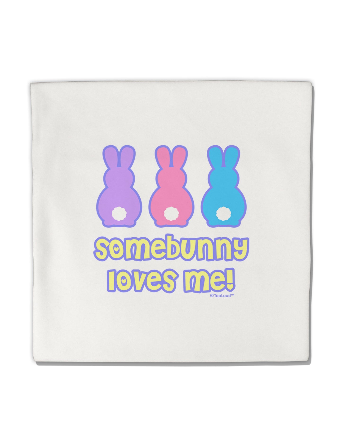 Three Easter Bunnies - Somebunny Loves Me Micro Fleece 14"x14" Pillow Sham by TooLoud-Pillow Sham-TooLoud-White-Davson Sales