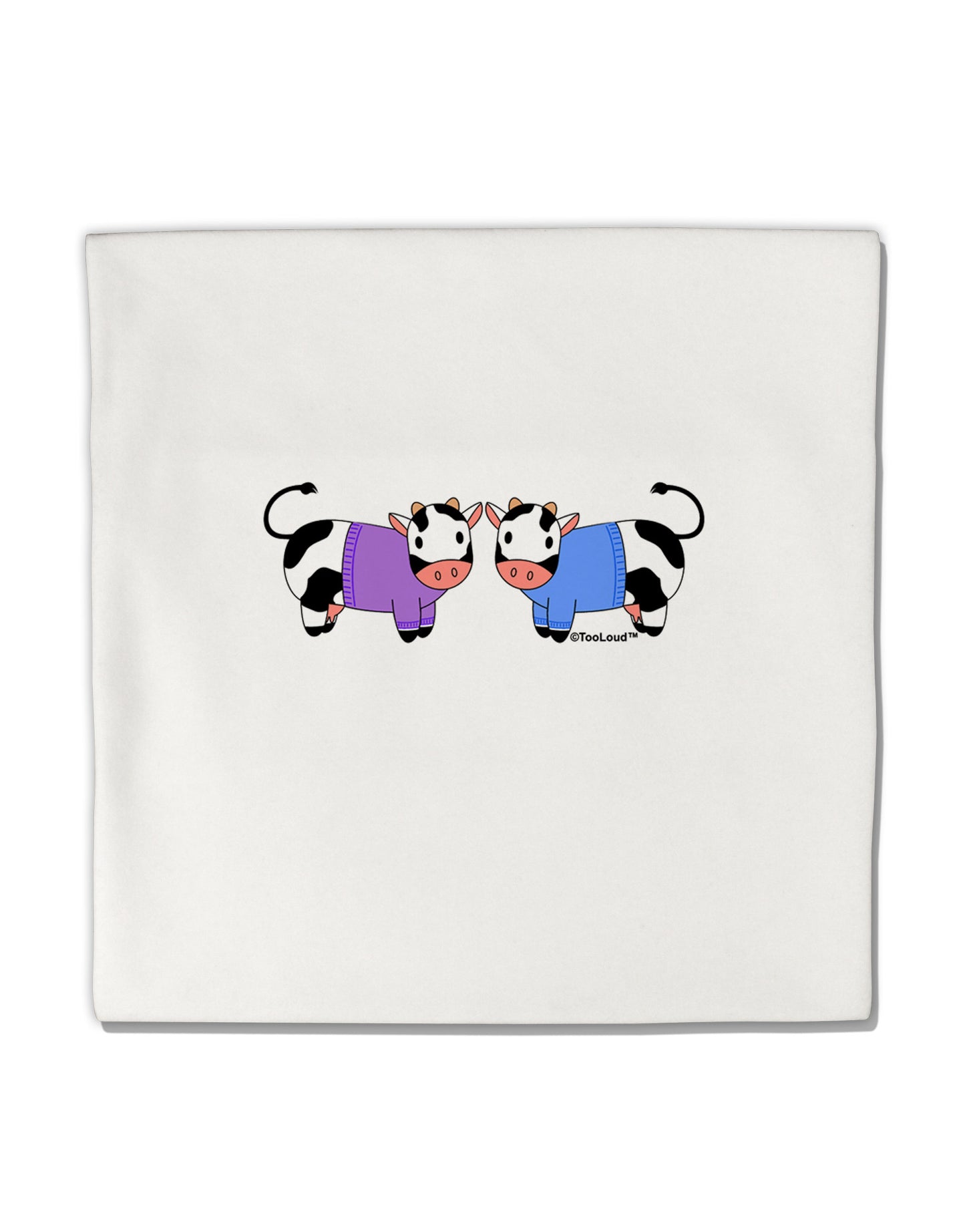 Cute Pair of Sweater Cows Micro Fleece 14"x14" Pillow Sham-Pillow Sham-TooLoud-White-Davson Sales