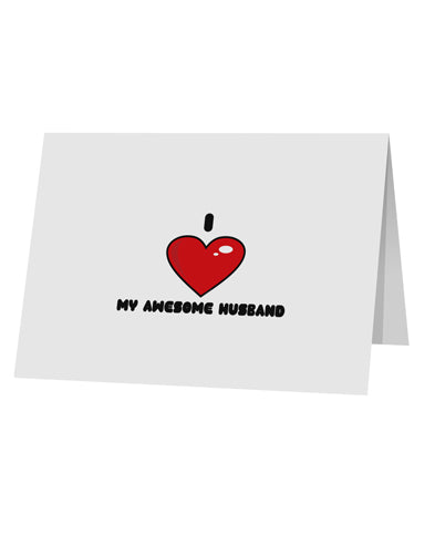 I Heart My Awesome Husband 10 Pack of 5x7" Top Fold Blank Greeting Cards by TooLoud-TooLoud-White-Davson Sales