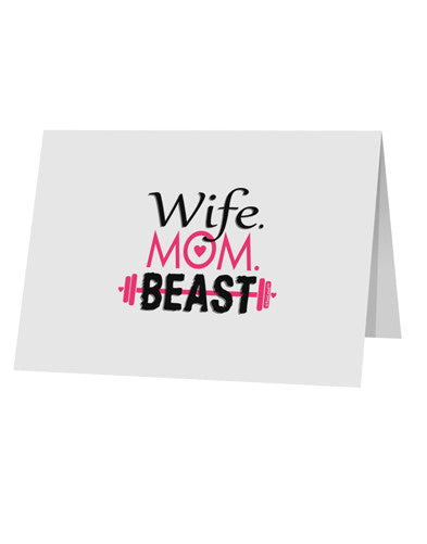 Wife Mom Beast 10 Pack of 5x7" Top Fold Blank Greeting Cards-Greeting Cards-TooLoud-White-Davson Sales