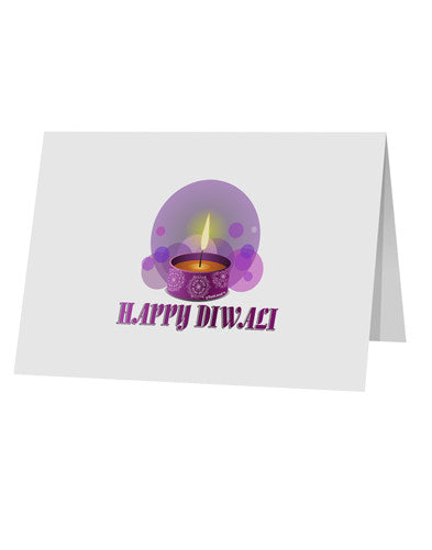 Happy Diwali Purple Candle 10 Pack of 5x7" Top Fold Blank Greeting Cards by TooLoud-Greeting Cards-TooLoud-White-Davson Sales
