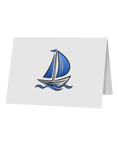 Blue Sailboat 10 Pack of 5x7" Top Fold Blank Greeting Cards-Greeting Cards-TooLoud-White-Davson Sales