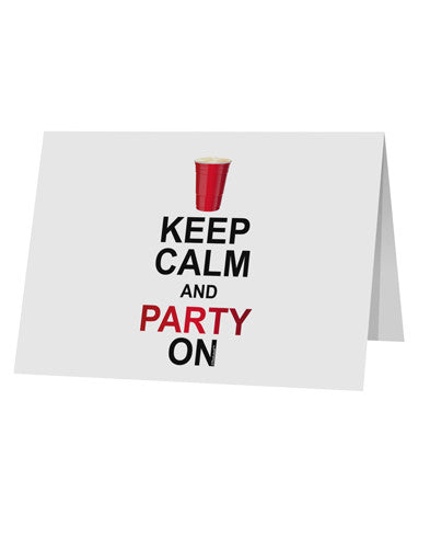 Keep Calm - Party Beer 10 Pack of 5x7" Top Fold Blank Greeting Cards by TooLoud-Greeting Cards-TooLoud-White-Davson Sales