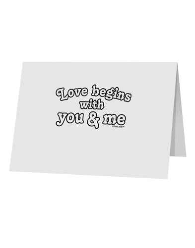 Love Begins With You and Me 10 Pack of 5x7" Top Fold Blank Greeting Cards by TooLoud-Greeting Cards-TooLoud-White-Davson Sales