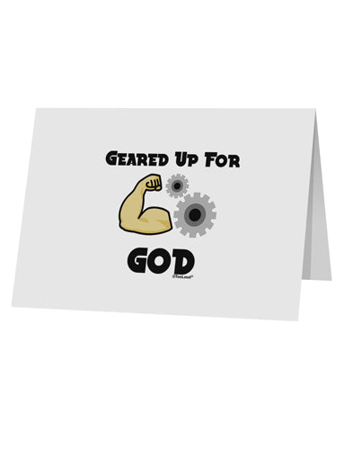 Geared Up For God 10 Pack of 5x7" Top Fold Blank Greeting Cards by TooLoud-TooLoud-White-Davson Sales