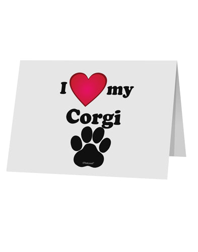 I Heart My Corgi 10 Pack of 5x7" Top Fold Blank Greeting Cards by TooLoud-TooLoud-White-Davson Sales