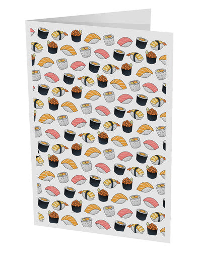 Cute Sushi AOP 10 Pack of 5x7" Side Fold Blank Greeting Cards-Greeting Cards-TooLoud-White-Davson Sales
