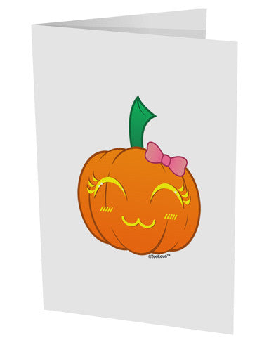 Kyu-T Face Pumpkin 10 Pack of 5x7" Side Fold Blank Greeting Cards by TooLoud-Greeting Cards-TooLoud-White-Davson Sales