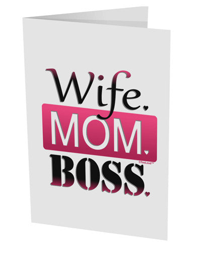 TooLoud Wife Mom Boss 10 Pack of 5x7" Side Fold Blank Greeting Cards-Greeting Cards-TooLoud-White-Davson Sales