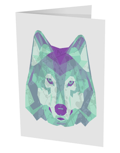 Geometric Wolf Head 10 Pack of 5x7" Side Fold Blank Greeting Cards by TooLoud-Greeting Cards-TooLoud-White-Davson Sales