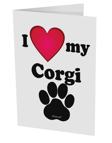 I Heart My Corgi 10 Pack of 5x7" Side Fold Blank Greeting Cards by TooLoud-TooLoud-White-Davson Sales