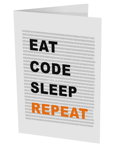 Eat Sleep Code Repeat 10 Pack of 5x7" Side Fold Blank Greeting Cards by TooLoud-TooLoud-White-Davson Sales