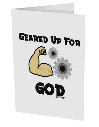 Geared Up For God 10 Pack of 5x7" Side Fold Blank Greeting Cards by TooLoud-TooLoud-White-Davson Sales