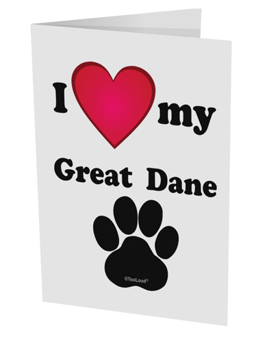 I Heart My Great Dane 10 Pack of 5x7" Side Fold Blank Greeting Cards by TooLoud-TooLoud-White-Davson Sales