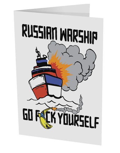 TooLoud Russian Warship go F Yourself 10 Pack of 5x7 Inch Side Fold Blank Greeting Cards-Greeting Cards-TooLoud-Davson Sales