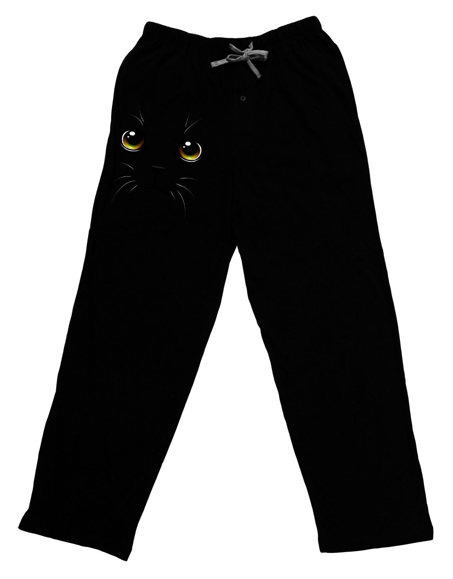 TooLoud Yellow Amber-Eyed Cute Cat Face Adult Lounge Pants-Lounge Pants-TooLoud-Black-Small-Davson Sales