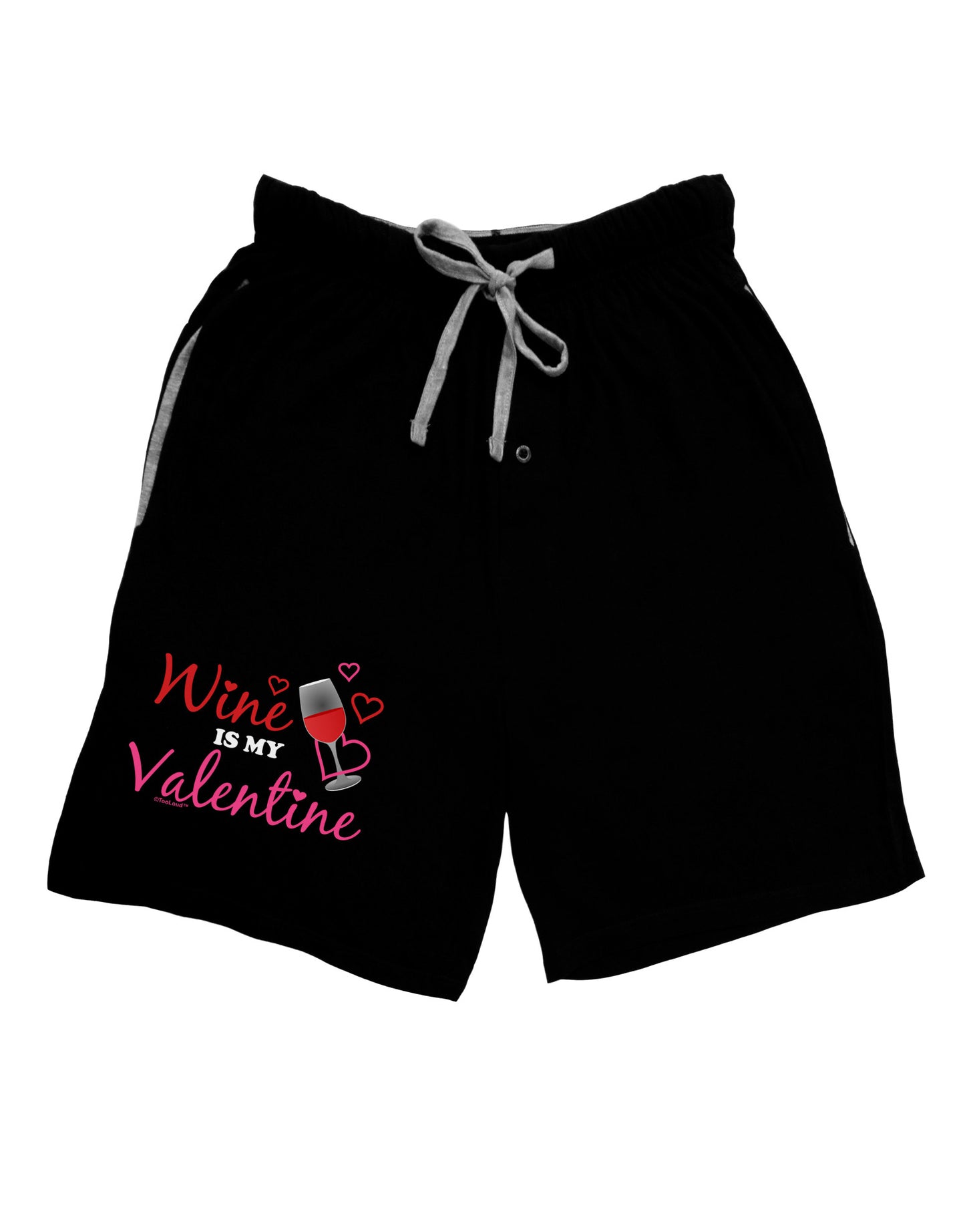Wine Is My Valentine Adult Lounge Shorts-Lounge Shorts-TooLoud-Black-Small-Davson Sales